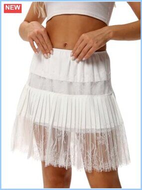 Lace Shirt Extender Plus Size Underskirt Elastic Waist Half Slip Mini Skirt